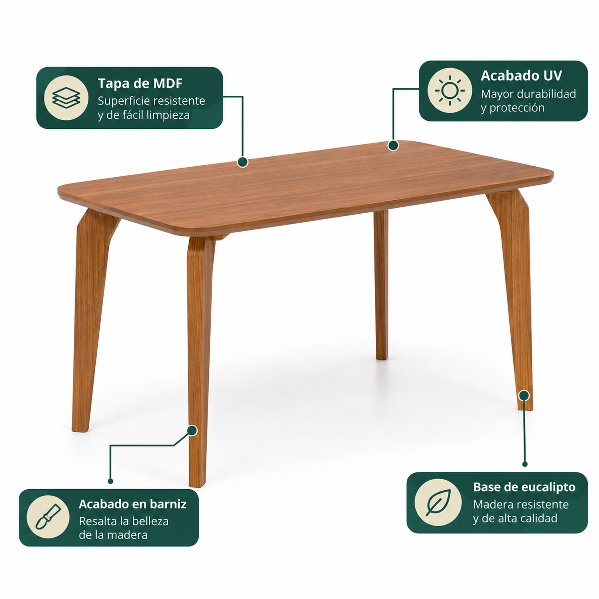 Mesa Prado 1.30 - Madera Maciza