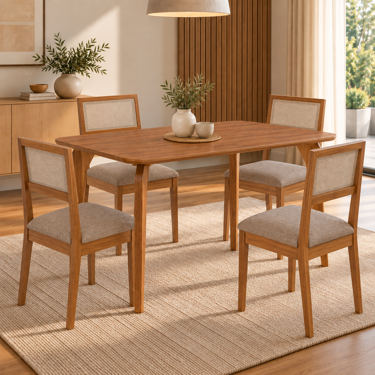 Juego de Comedor Prado 1.30cm con 4 Sillas Enara