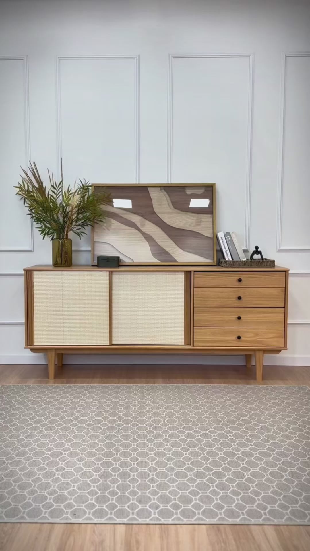 Aparador Buffet 175CM con Ratan Serena - Madera Maciza