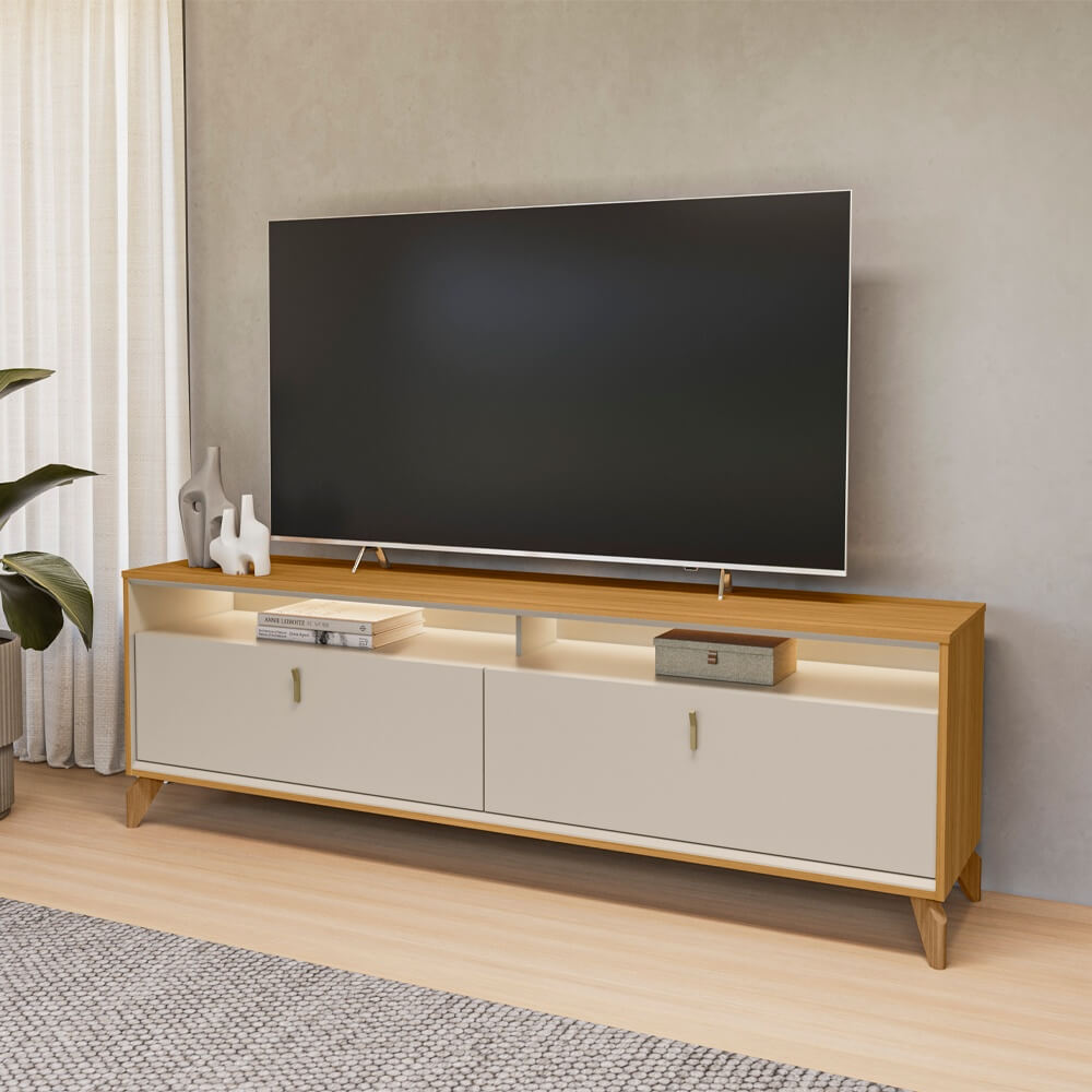 Rack para tv Dubai 180cm con Led - Patas en madera maciza
