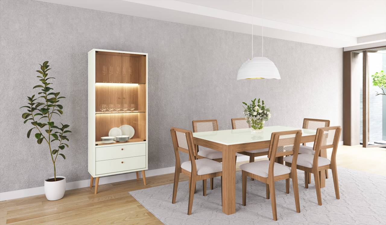 Silla de comedor Monica 100% MDF con RATAN