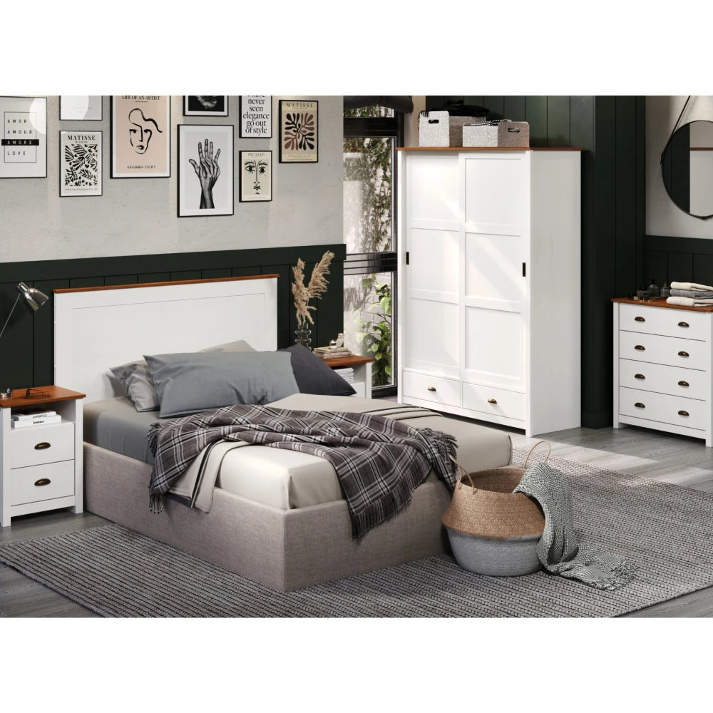 Ropero 2 puertas corredizas 2 cajones Madera maciza Linea Colonial