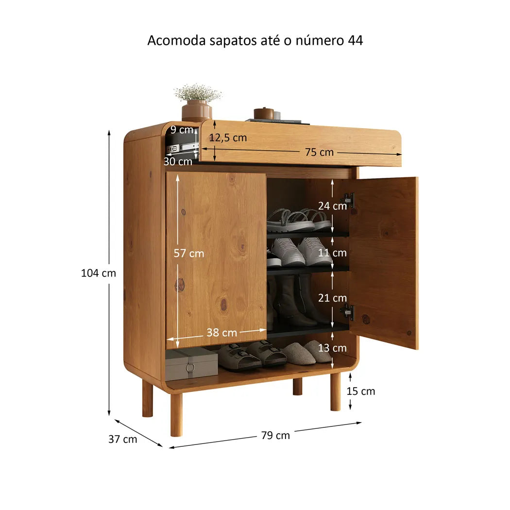 Zapatera Vertical 18 Pares Barcelona - Madera Maciza