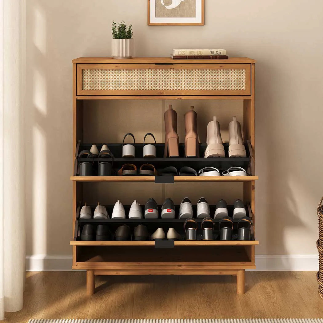 Zapatera Rattan Semira - Madera Maciza