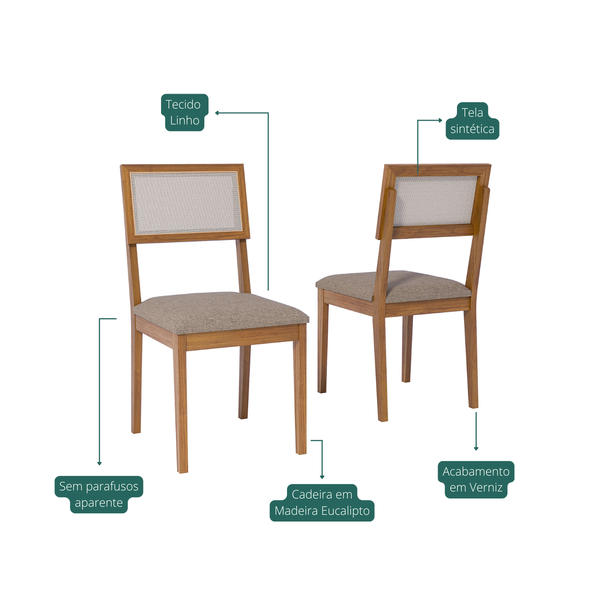 Juego de Comedor Catalina 1.80cm con 6 sillas Enara - Madera Maciza