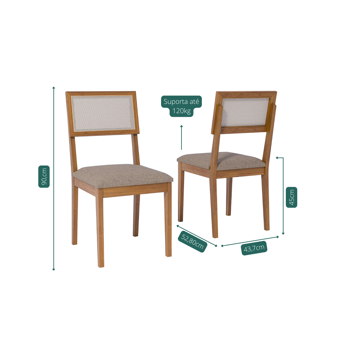 Juego de Comedor Catalina 1.80cm con 6 sillas Enara - Madera Maciza