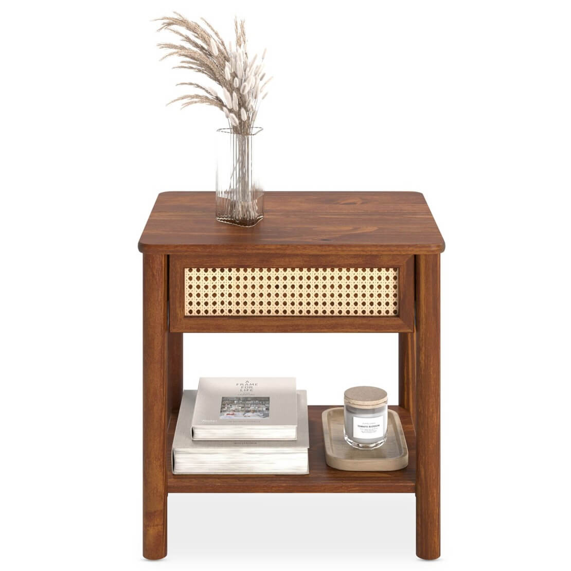 Mesa de luz Semira Ratan - Madera Maciza