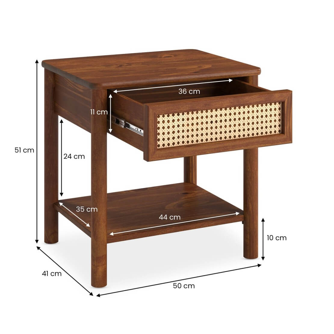 Mesa de luz Semira Ratan - Madera Maciza