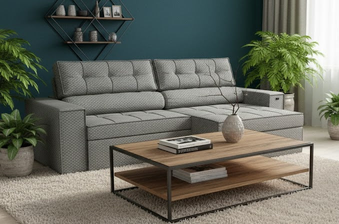 SOFA LANUS ARENA 2.70CM RETRACTIL RECLINABLE