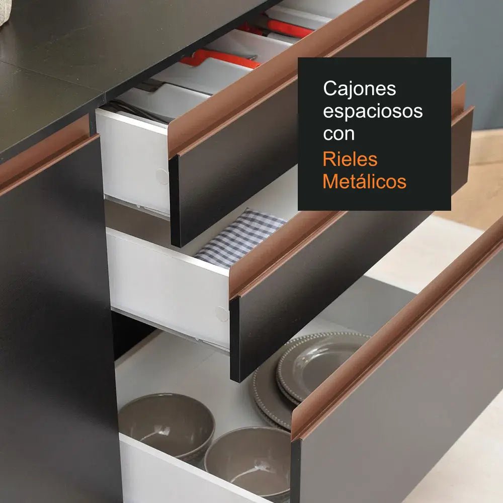 Cocina completa Reims 210cm con Muebles y Bajo mesada negro - Balton - GRRM2000018N - GRRM2000018N
