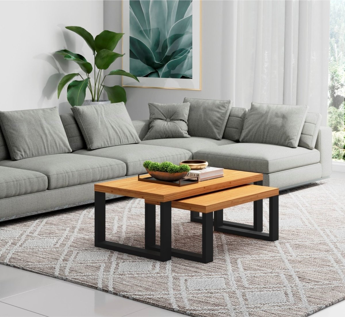 Conjunto de Mesas Ratonas Estilo Industrial - F40JPF - BALTON HOGAR - F40JPF