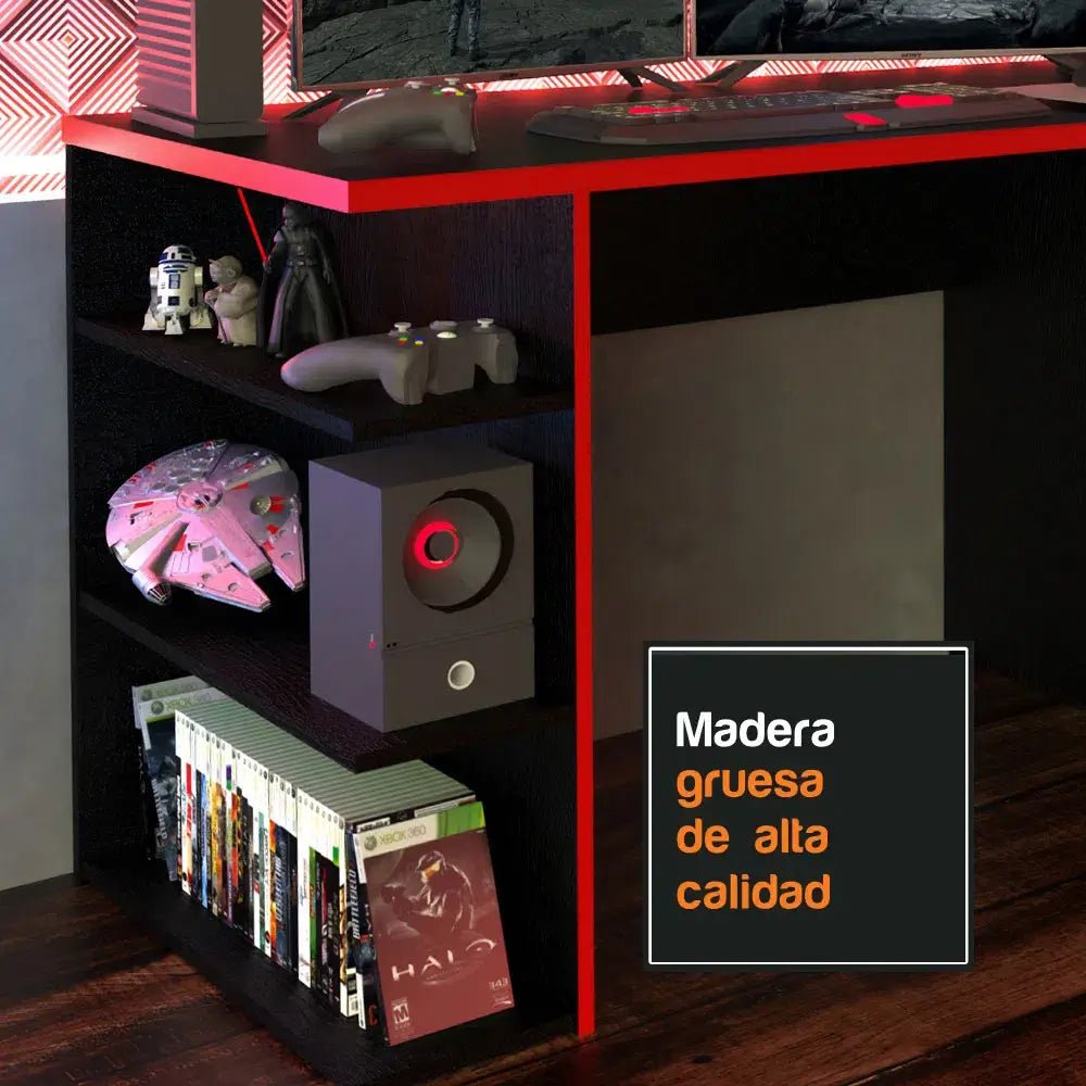 Escritorio Gamer Mesa Pc Laptop Estantes Oficina Oferta - Balton Hogar - 9409501