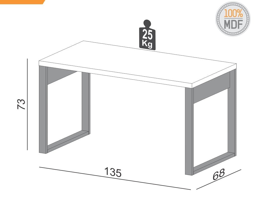 Escritorio Industrial Mesa de Oficina F20 135cm - Balton Hogar - F20JPF