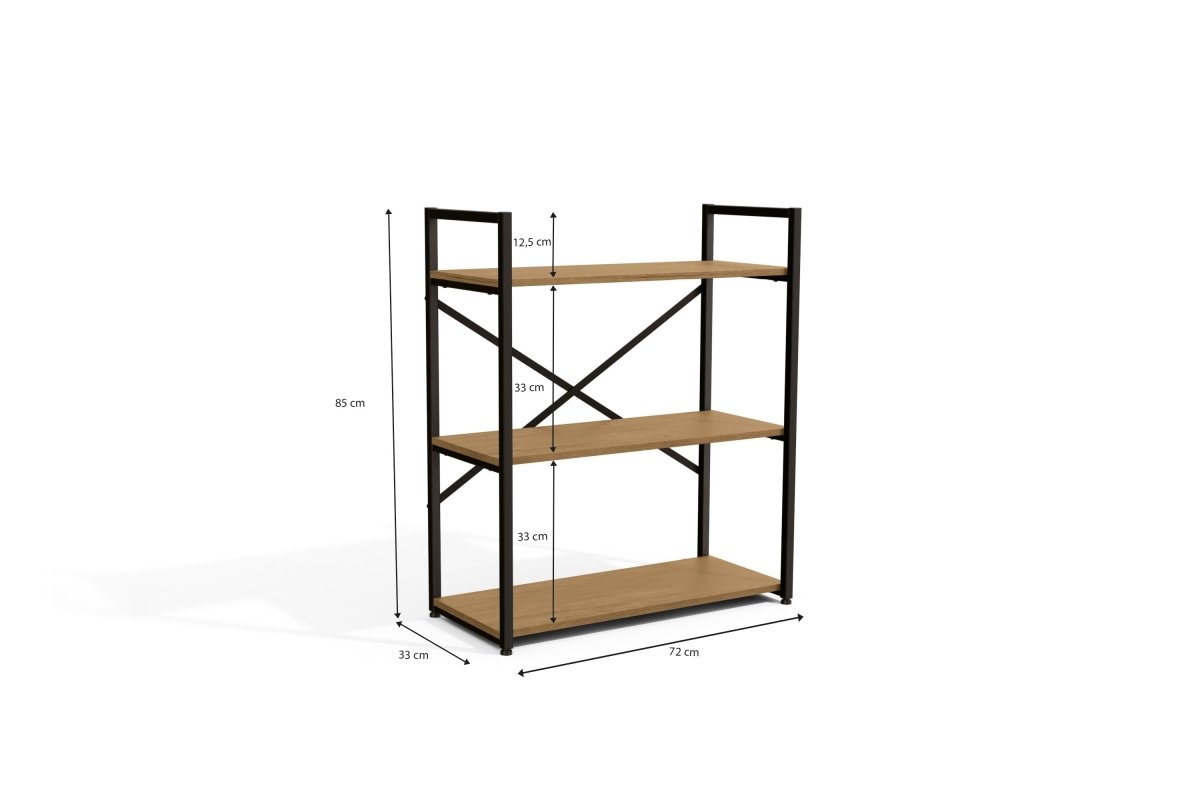 ESTANTERIA BAJA CON 3 ESTANTES LINEA INDUSTRIAL HIERRO - BALTON HOGAR - LI007-FRPRF