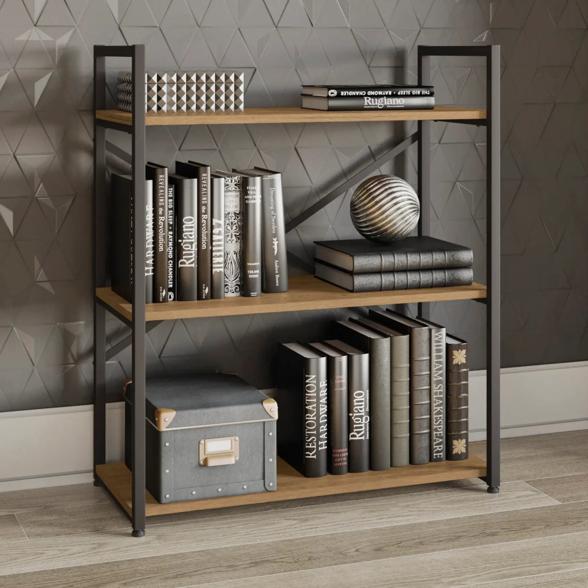 ESTANTERIA BAJA CON 3 ESTANTES LINEA INDUSTRIAL HIERRO - BALTON HOGAR - LI007-FRPRF