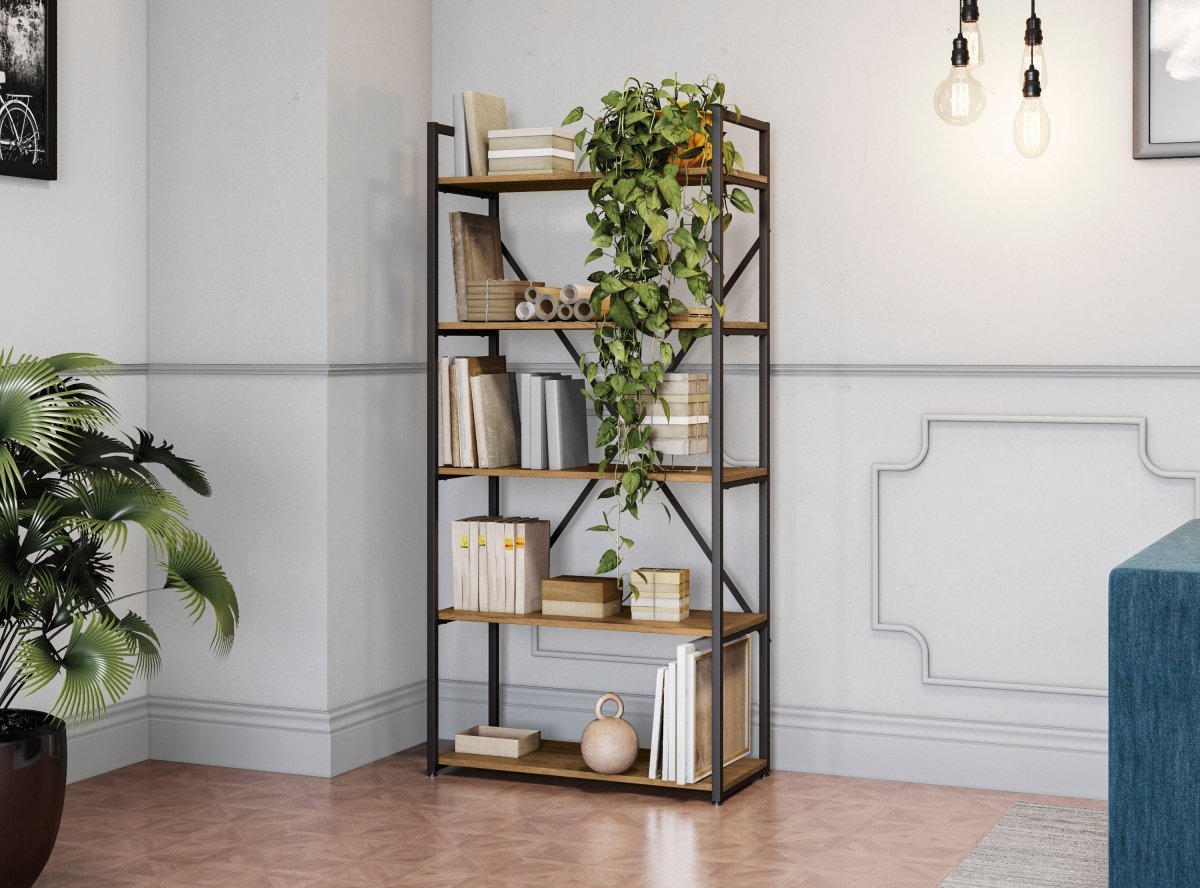 ESTANTERIA CON 5 ESTANTES LINEA INDUSTRIAL HIERRO - BALTON HOGAR - LI006-FRPRF