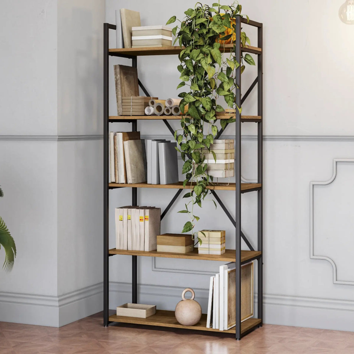 ESTANTERIA CON 5 ESTANTES LINEA INDUSTRIAL HIERRO - BALTON HOGAR - LI006-FRPRF