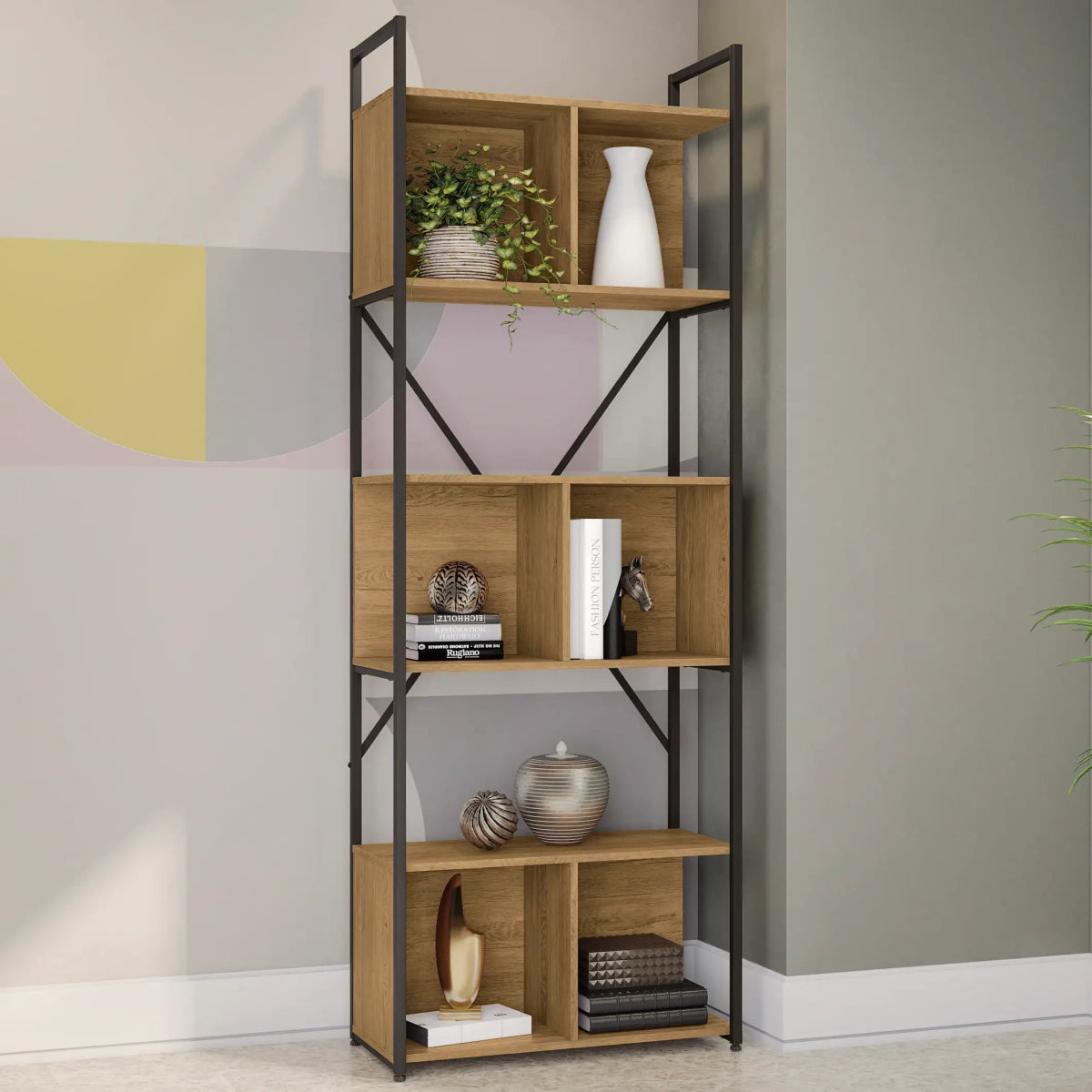 ESTANTERIA CON NICHOS LINEA INDUSTRIAL HIERRO - BALTON HOGAR - LI014-FRPRF