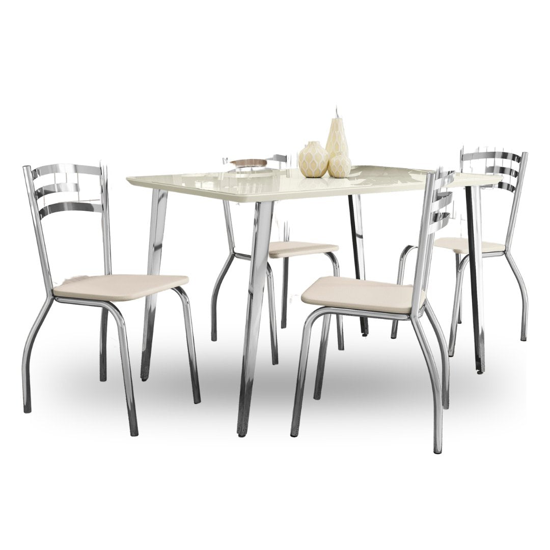 JUEGO DE COMEDOR 4 SILLAS VIDRIO SOBREPUESTO DINAMARCA CROME - BALTON - CMC836CR-16