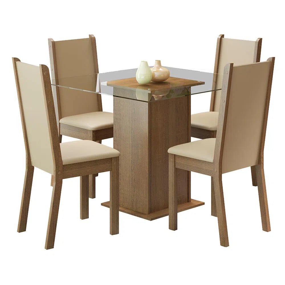 Juego de Comedor Aline Mesa Cristal con 4 Sillas - Balton - 045747G4TPER