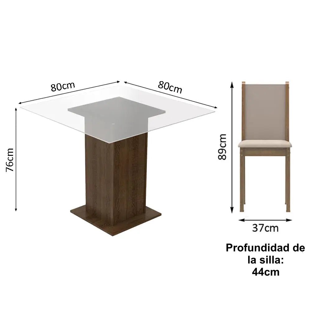 Juego de Comedor Aline Mesa Cristal con 4 Sillas - Balton - 045747G4TPER