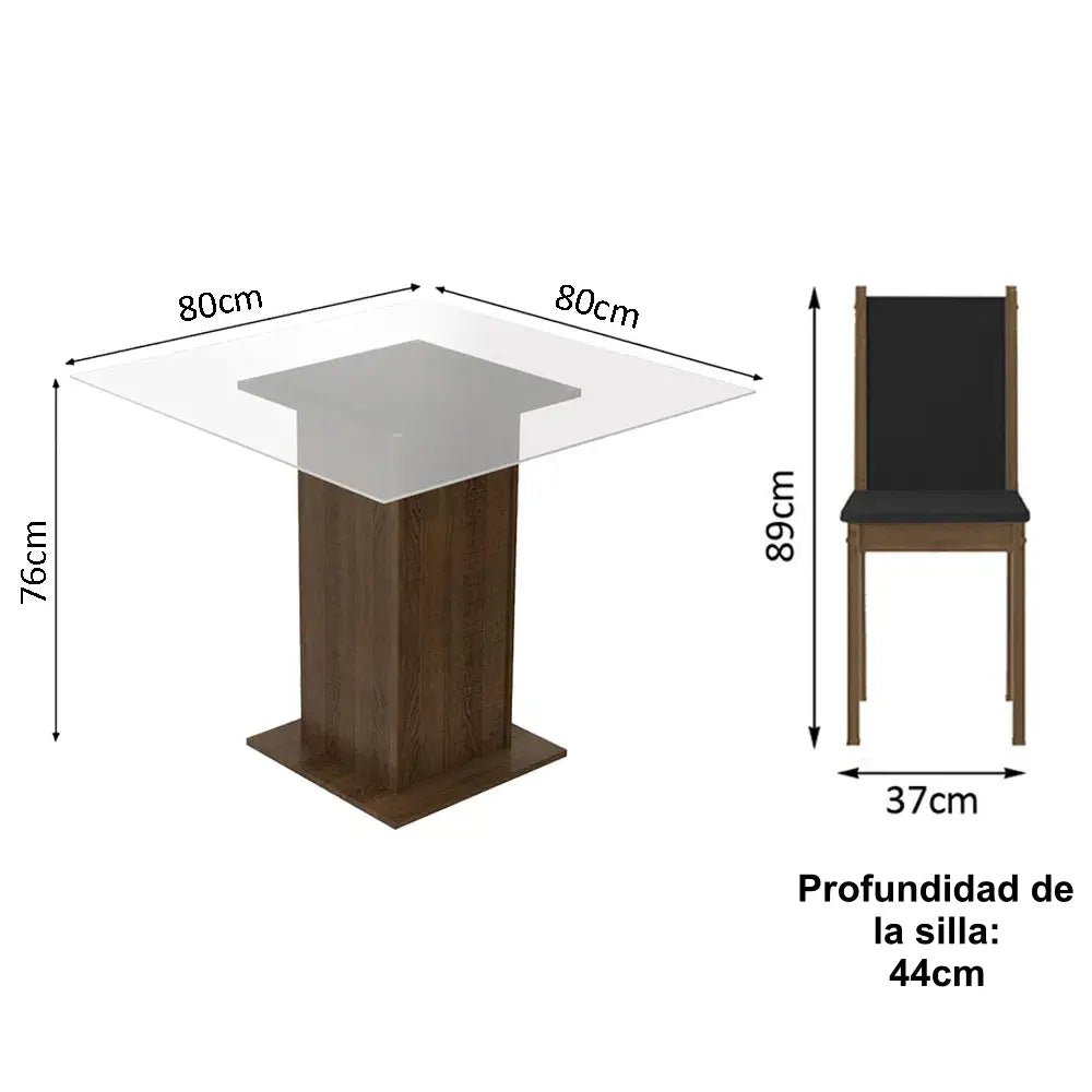 Juego de Comedor Aline Mesa Cristal con 4 Sillas - Balton - 045747K4TPT