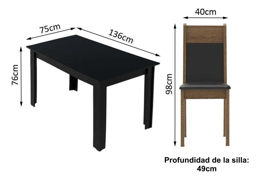 Juego de Comedor Havana Tapa de Madera con 4 Sillas - Balton - MDJA040002D8PT
