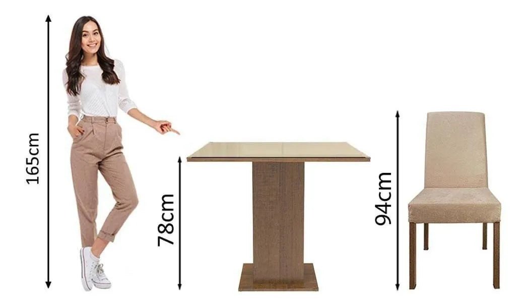 Juego de Comedor Mesa de Cristal con 4 Sillas Evelin - Balton - MDJA0401037GSIM - MDJA0401037GSIM