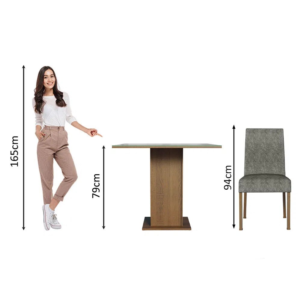 Juego de Comedor Mesa de Cristal con 4 Sillas Evelin - Balton - MDJA0401037GSIM - MDJA040140F9SIL