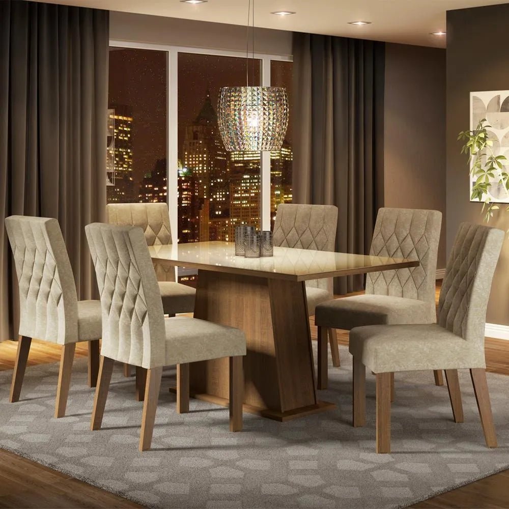 Juego de Comedor Mesa de Cristal con 6 Sillas Rafaela - Balton - MDJA0600787GSIM