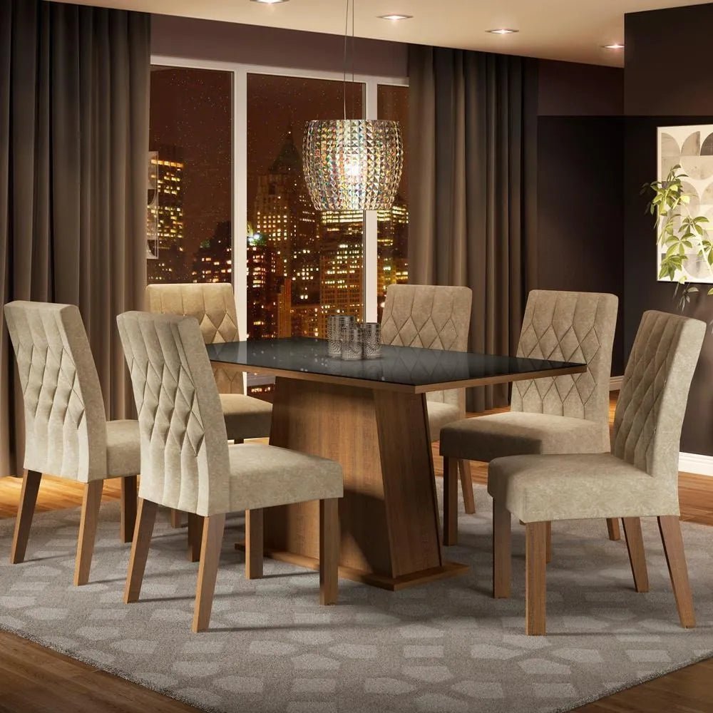 Juego de Comedor Mesa de Cristal con 6 Sillas Rafaela - Balton - MDJA0600787KSIM