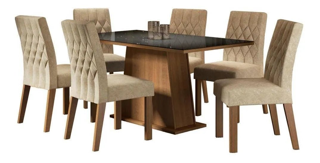 Juego de Comedor Mesa de Cristal con 6 Sillas Rafaela - Balton - MDJA0600787KSIM