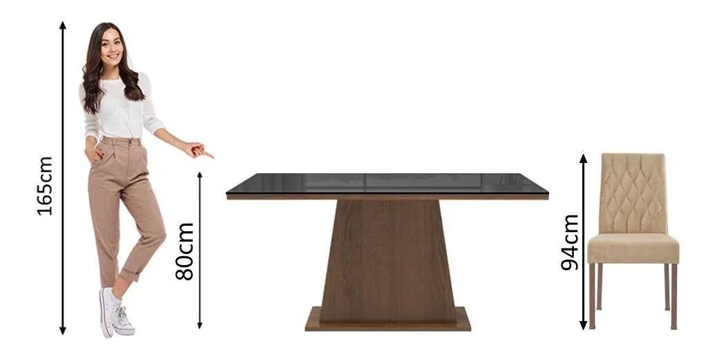 Juego de Comedor Mesa de Cristal con 6 Sillas Rafaela - Balton - MDJA0600787KSIM