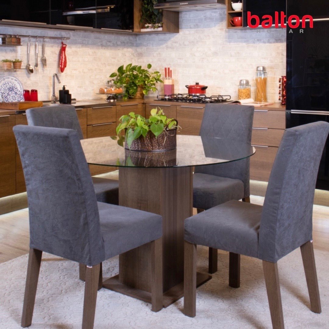 Juego de Comedor Mile con 4 Sillas Mesa de Vidrio - MDJA0401165ZSIL