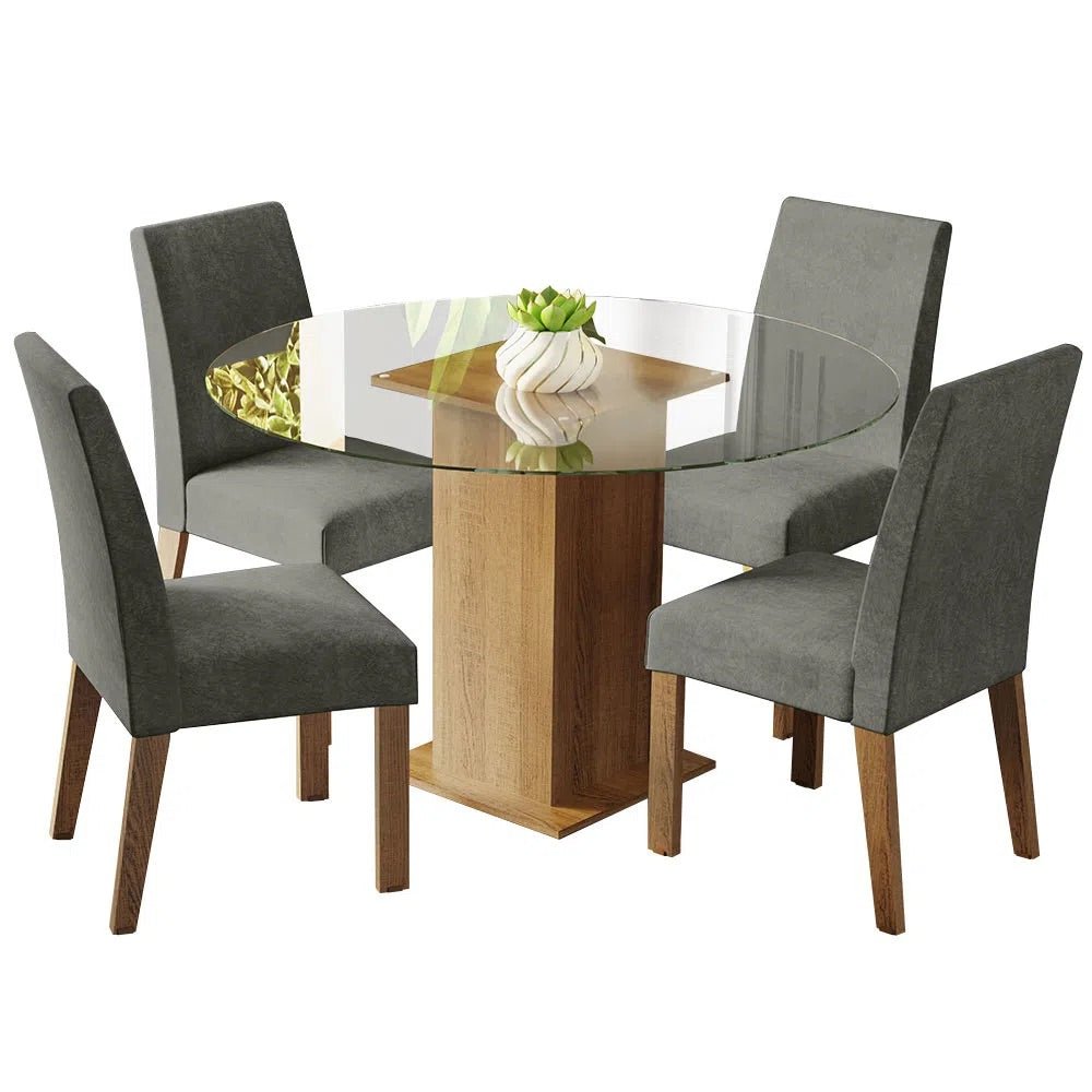 Juego de Comedor Mile con 4 Sillas Mesa de Vidrio - MDJA0401165ZSIL