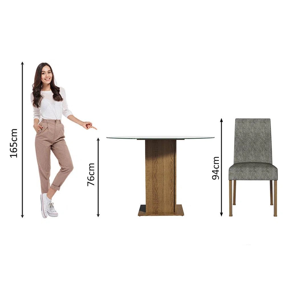 Juego de Comedor Mile con 4 Sillas Mesa de Vidrio - MDJA0401165ZSIL