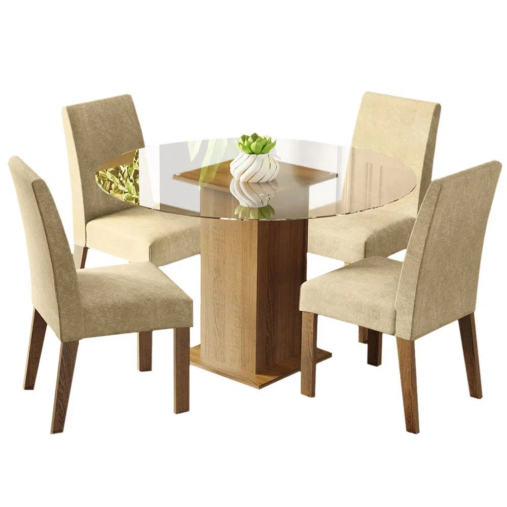 Juego de Comedor Mile con 4 Sillas Mesa de Vidrio - MDJA0401165ZSIM