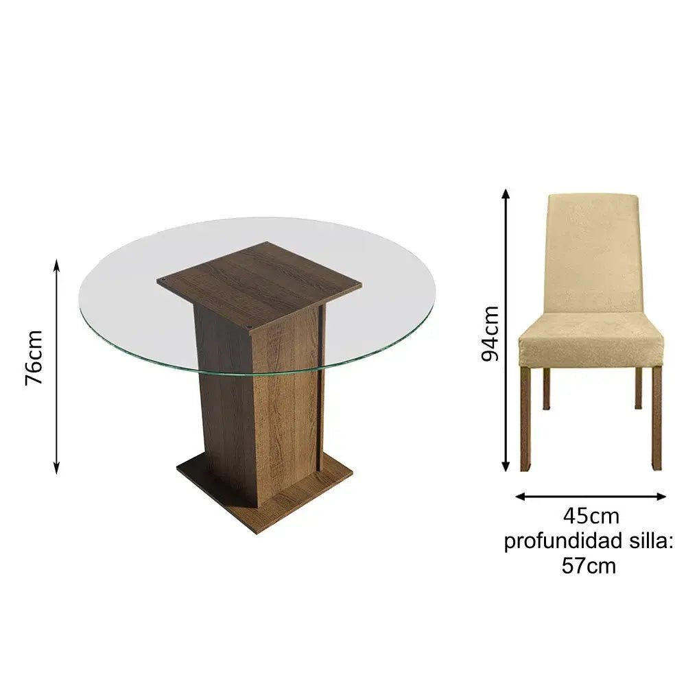Juego de Comedor Mile con 4 Sillas Mesa de Vidrio - MDJA0401165ZSIM
