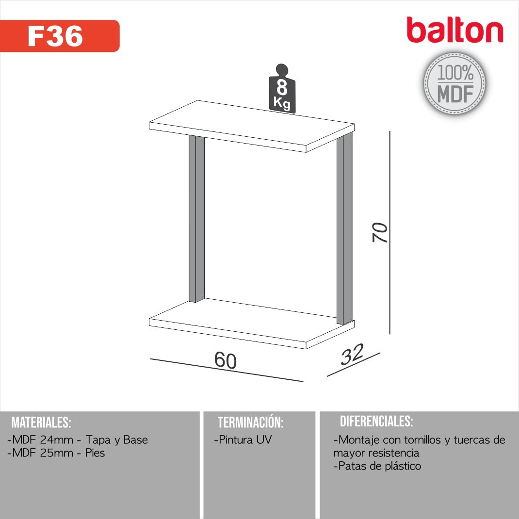 Mesa Auxiliar Lateral Industrial 100% Mdf - Balton - F36JPF - F36JPF