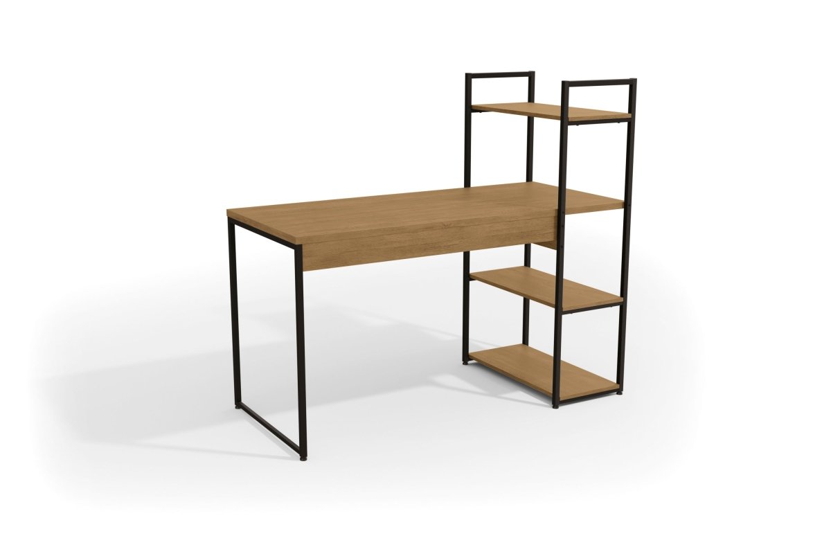 MESA DE ESCRITORIO CON ESTANTERIA LINEA INDUSTRIAL HIERRO - BALTON HOGAR - LI010-FRPRF