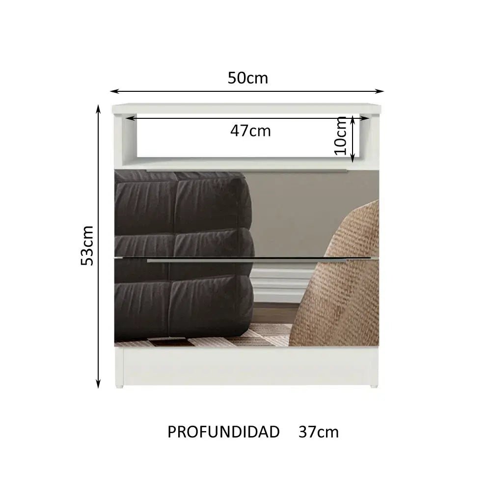 Mesa de Luz con 2 Cajones y Espejo - Balton Hogar - 3227092E