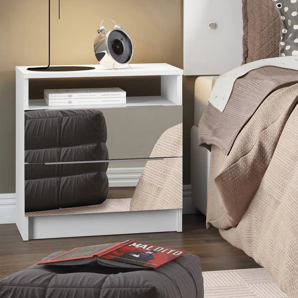 Mesa de Luz con 2 Cajones y Espejo - Balton Hogar - 3227092E