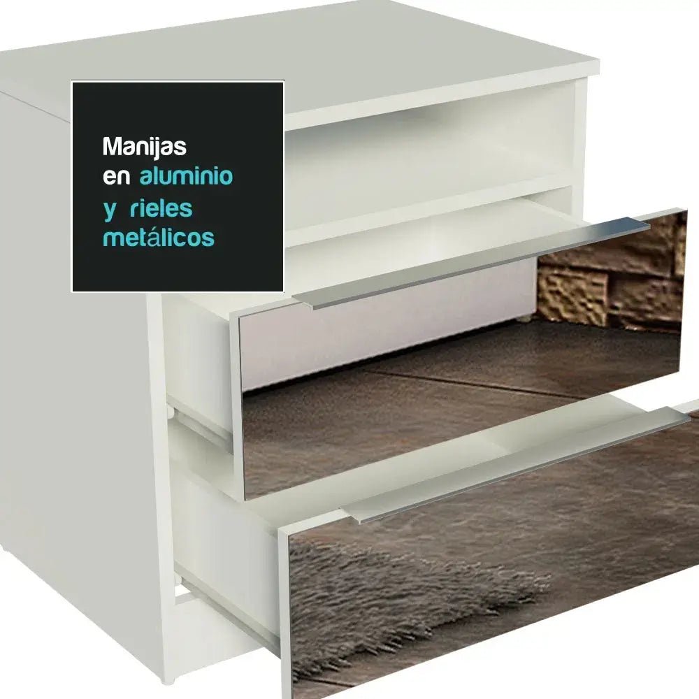 Mesa de Luz con 2 Cajones y Espejo - Balton Hogar - 3227092E