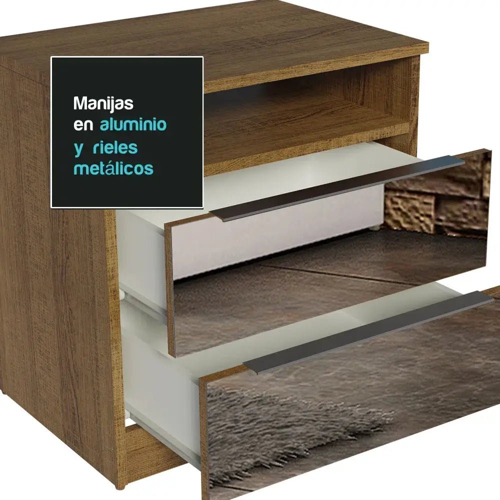 Mesa de Luz con 2 Cajones y Espejo - Balton Hogar - 32275Z2E