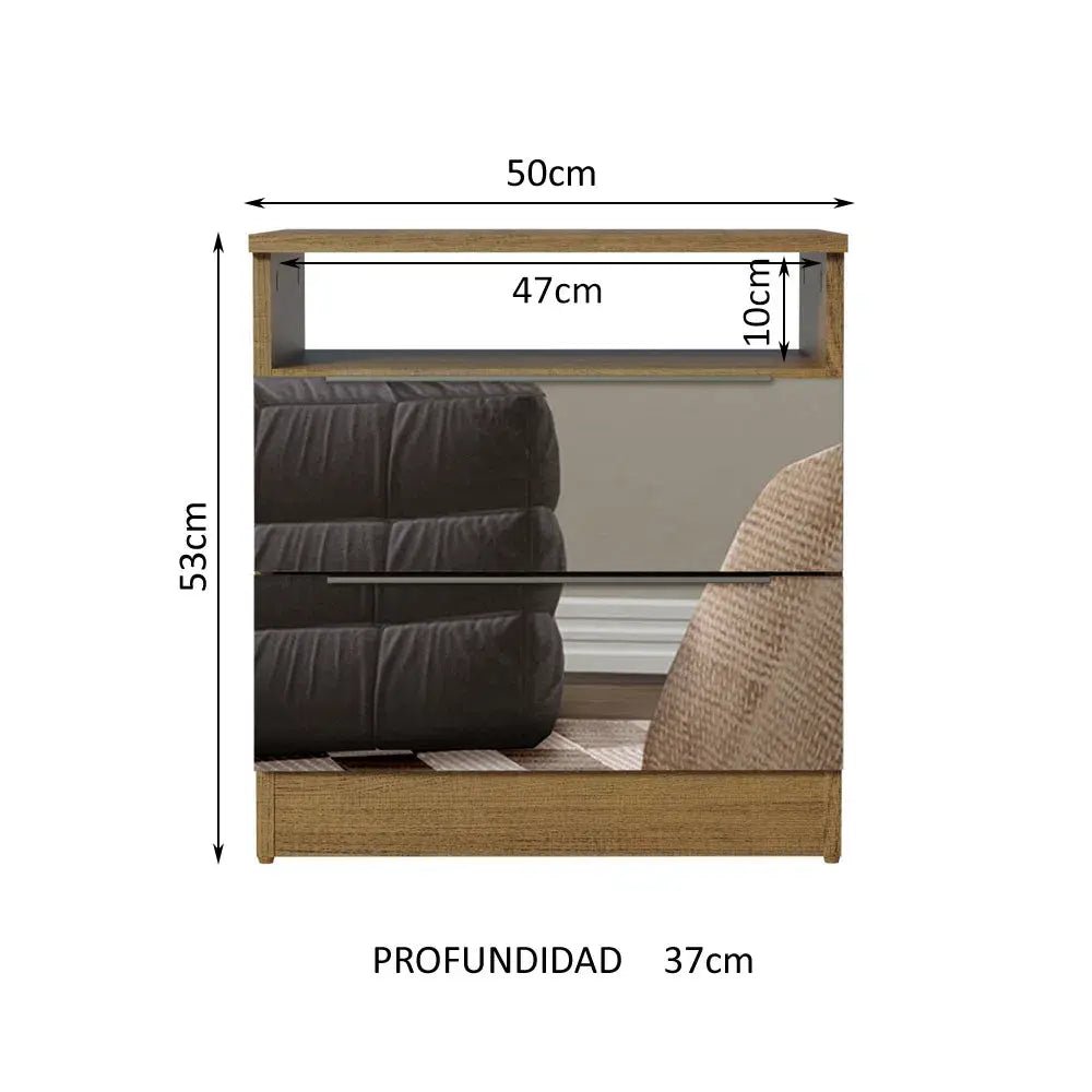 Mesa de Luz con 2 Cajones y Espejo - Balton Hogar - 32275Z2E