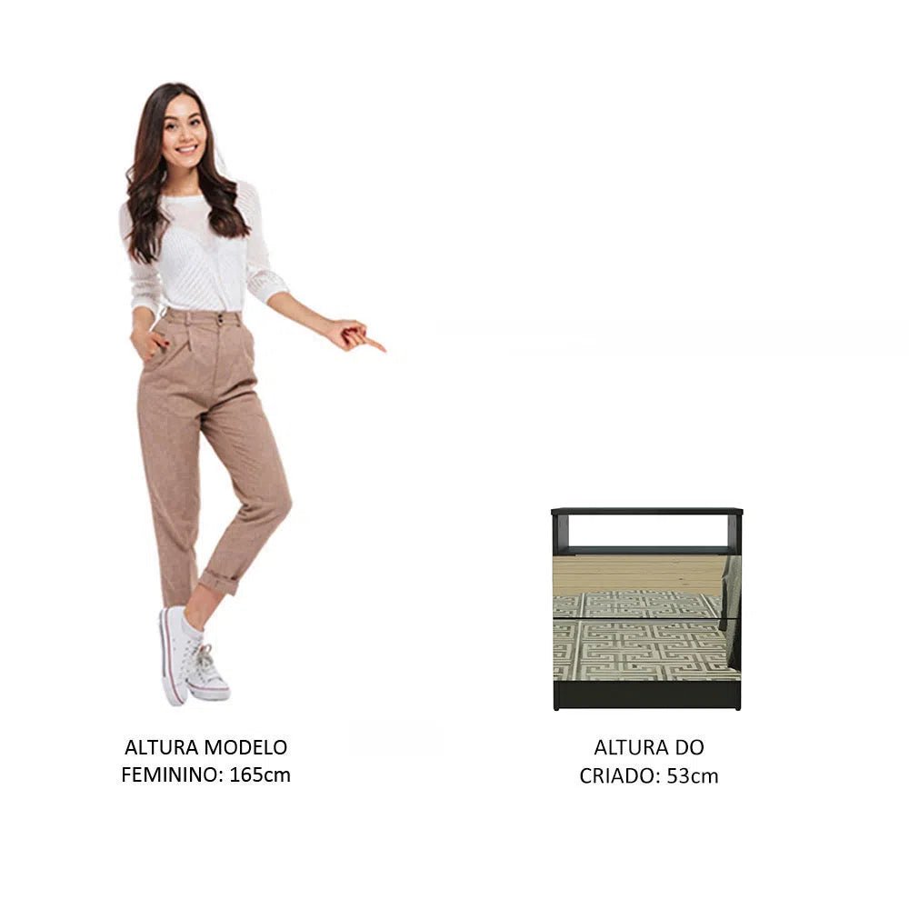 Mesa de Luz con 2 Cajones y Espejo - Balton Hogar - 32278N2E