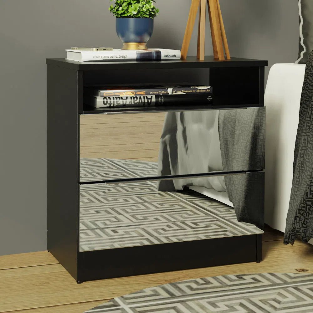 Mesa de Luz con 2 Cajones y Espejo - Balton Hogar - 32278N2E