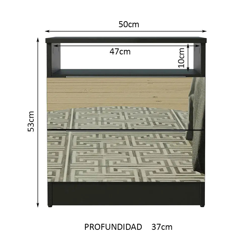 Mesa de Luz con 2 Cajones y Espejo - Balton Hogar - 32278N2E