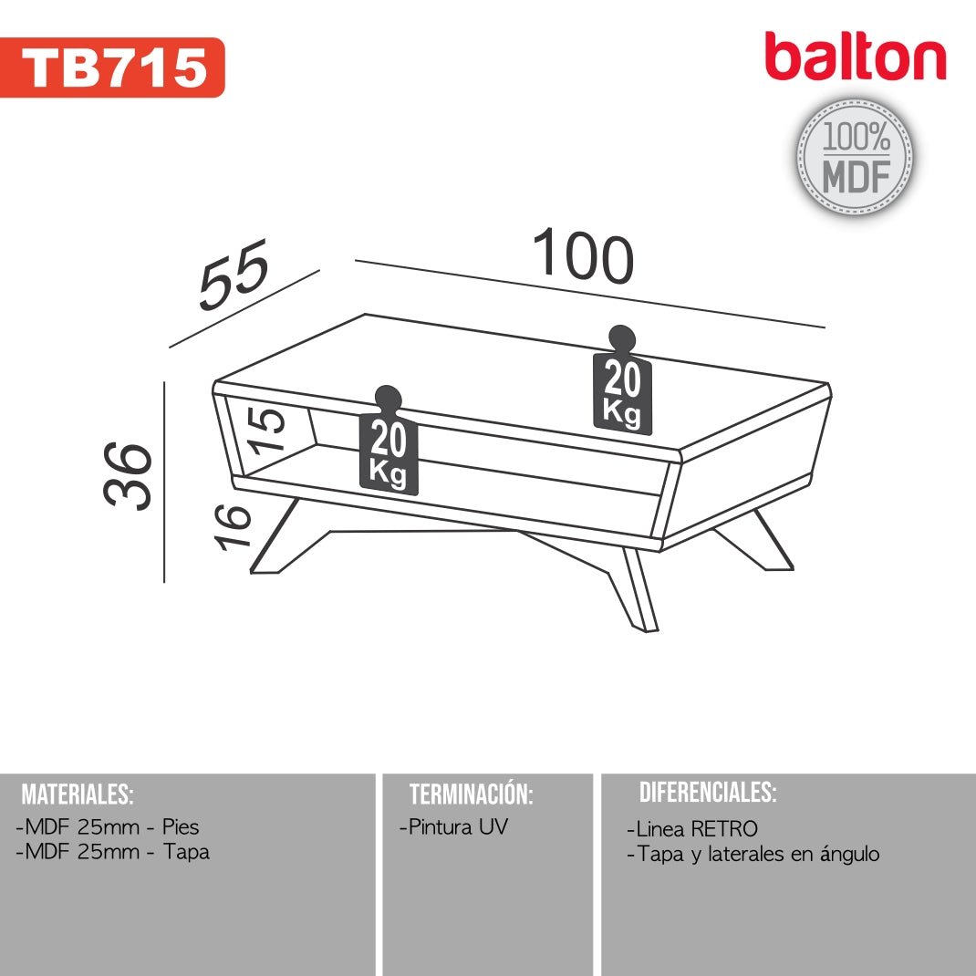Mesa Ratona 100cm 100% Mdf - Balton - TB715WJ - TB715WJ