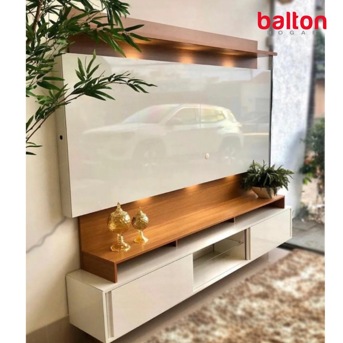 Rack Panel Home center Portugal con Led 220cm 100% MDF - Balton Hogar - TB113LWJ
